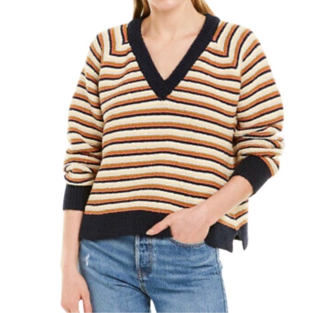 Madewell • Sweater • Stripes • Cotton • V Neck • Cropped • Arden • XXS